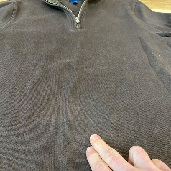 Faconnable Sweater Mens Medium Brown Cotton 1/4 Zip Mock Neck - Picture 4 of 10